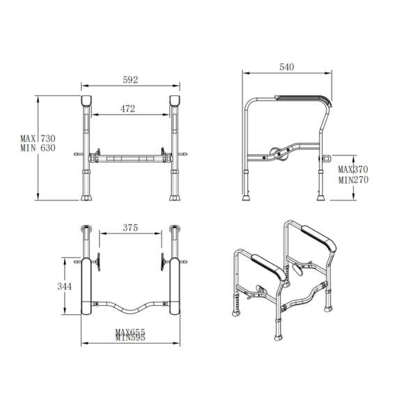 Elderly Toilet Safety Frame Handrail Grab Bar