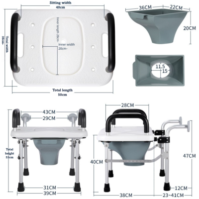 Heavy-Duty Folding Wall-Mounted Commode Chair