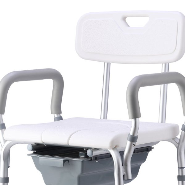 2-in-1 Shower & Commode Chair with Arms and Backrest