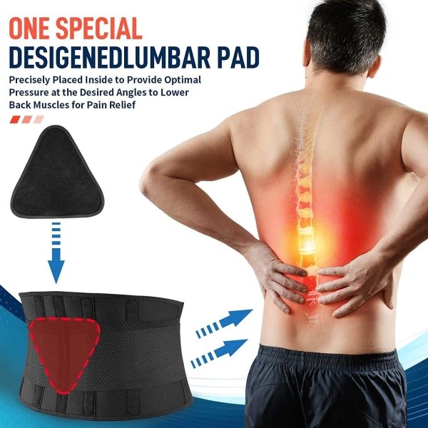 Lumbar Support Belt – Back Brace for Lower Back Pain Relief